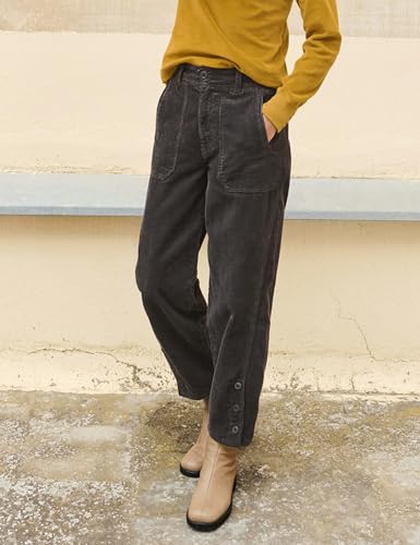 Hooever Women's Corduroy Carrot Harem Pants Fall Winter Buttoned High Wiats Barrel Palazzo Trouser3