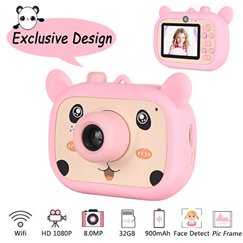 VAJEME Camera for Kids, 8.0 MP WiFi Auto-Focus Rechargeable Children Selfie Camcorder Camera