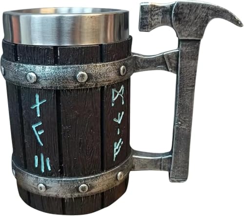 GEBYUI?酒杯 木製ステンレスビールタンクセット|4 点カップ付き ビール・コーヒー・紅茶多目的 持ちやすい パーティー・バー用 クリスマス・誕生日ギフト ? ビールジョッキ