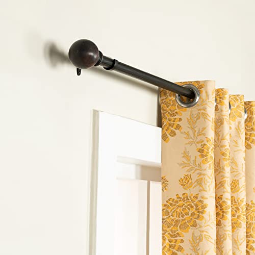 Image of Deco Window 52 to 144 Inch Adjustable Curtain Rod for Door & Windows with Brackets Set Curtains Hanging Extendable Iron Metal Pipe Holder with Finials (1 inch Diameter, Mahogany Black Wood)