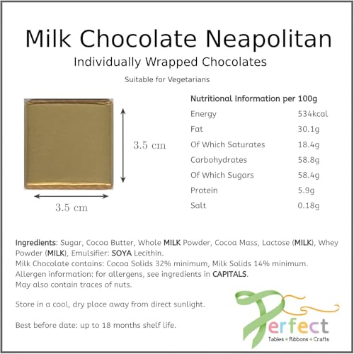 Milk Chocolate Neapolitans Plain Blank Foil Wrapped Event Party Favour Sweets (100, Silver Foil)
