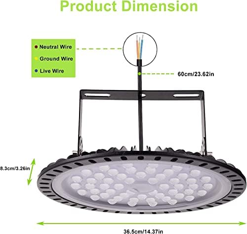 Sararoom 300W 110V UFO LED High Bay Light No Plug 30000 Lumen 6500K, FCC Listed, LED Shop Light LED Warehouse Light Commercial Bay Lighting for Factory Garage Workshop