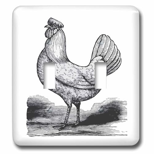Interrupteur à bascule double avec impression de poulet noir et blanc multicolore - 2