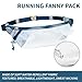 INOXTO Slim Running Belt Fanny Pack for Women and Men Sports Waist Bag Pack with 300ml Water Bottle for Running Walking Cycling Hiking Reflective Running Pouch Belt for All Phones (Black) (White Blue)