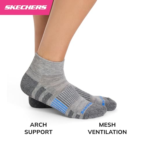 Image of Skechers Women's 8-pack Work Collection High Quarter Crew Socks, Extra Cushion & Mesh Ventilation