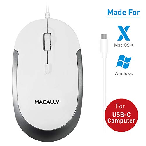 Macally Wired USB C Mouse for Mac & Windows - 3 Button