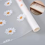 Shelf Liner Drawer Liner for Kitchen, Non-Adhesive Waterproof Transparent EVA Refrigerator Cabinet Drawer Pantry Shelves Liner, Non-Slip Can be Cut Placemats (Daisy/17.7'x78.7')