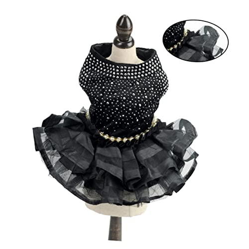 NUSITOU Vestido De Flor De Renda Vestido Tutu Para Meninas De Halloween Vestido De Suéter Preto Roup