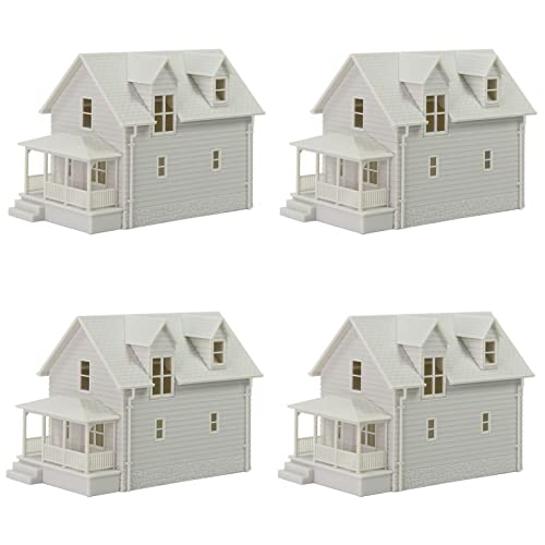 4pcs N Scale Model Blank Buildlings Kit Unassembled Houses for