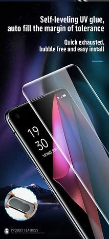 Image of Oppo Reno 6 Pro Cellphone Tempered Glass Full Adhesive Uv Glue Curved Edge To Edge Case Advanced Border-Less Full Uv Screen Protector And Easy Installation Kit.