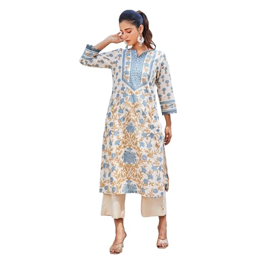 Image of BIBA Floral Women Cotton Straight Printed Kurta