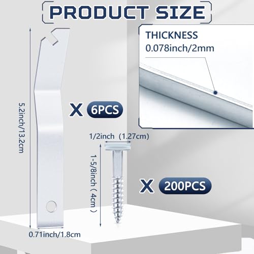 Image of 206 Pcs Security Picture Hangers Set, 200 T Head Screws and 6 Hardened Wrenches, Anti Theft Frame Locking Hardware for Hotel Museum Gallery