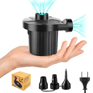 Elektrische luchtpomp, luchtpomp voor luchtmatras, 2-in-1 luchtmatras, pomp met 3 luchtsproeiers voor opblaasbare matras, banken, zwembaden, speelgoed en zwemring