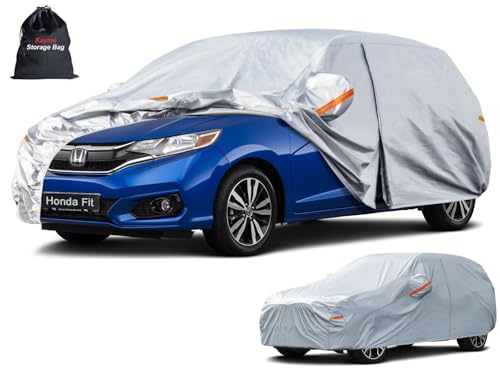 Image of Kayme 6 Layers Car Cover Custom Fit for Fit, Waterproof All Weather for Automobiles, Outdoor Full Cover Rain Sun UV Protection with Zipper Cotton