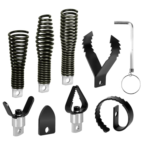 8-Piece Drain Snake Drill Attachment, Cutter and Auger Set, Compatible with 50FT-100FT Drain Cleaning Machines, Fits 5/16-inch to 3/4-inch Drain Snake Cables