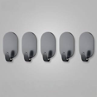 5Pcs Strong Self-Adhesive Hooks, Multifunctional for Bathroom, Shower, Kitchen, Door & Outdoor Use, Sturdy Home Organizer for Keys (Black)