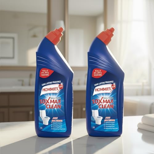 Image of Hommies Advanced Toilet Cleaner 2L 10X Power Formula, Kills 99.9% Germs, 5-Minute Rapid Action, Long-Lasting Fragrance | Original Liquid Cleaner -1 L X 2Packs