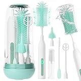 Electric Bottle Brush Cleaner,Rechargeable Baby Bottle Cleaning kit with Formula Mixer, Silicone Nipple&Straw Brush, Soap Dispenser, Drying Rack-IPX7 Waterproof,Long Battery Life for Home & Travel