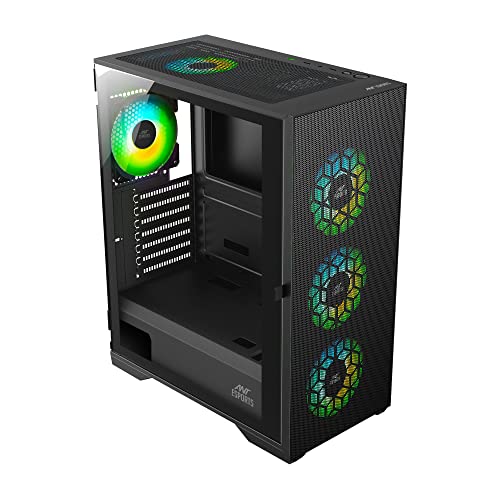 Image of Ant Esports ICE-110 Mid-Tower Computer Case /Gaming Cabinet - Black | Supports E-ATX, ATX, Micro-ATX, Mini-ITX | Pre-Installed 3 x 120mm Front Fans and 1 x 120 mm Rear Fan