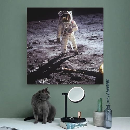 Impression sur toile Buzz Aldrin sur la lune en grand format unique - 3