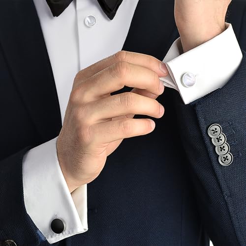 Image of HAWSON Fashion Mother-of-Pearl Tuxedo Shirt Button and Cufflink Set, Specially Designed for Wedding Business