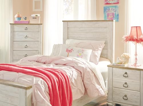 Ashley Willowton twin panel headboard in whitewash