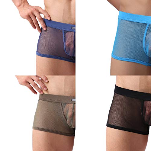 Men's Underwear Sexy Mesh Breathable Boxer Briefs Low Rise Cool Boxers Pack Set