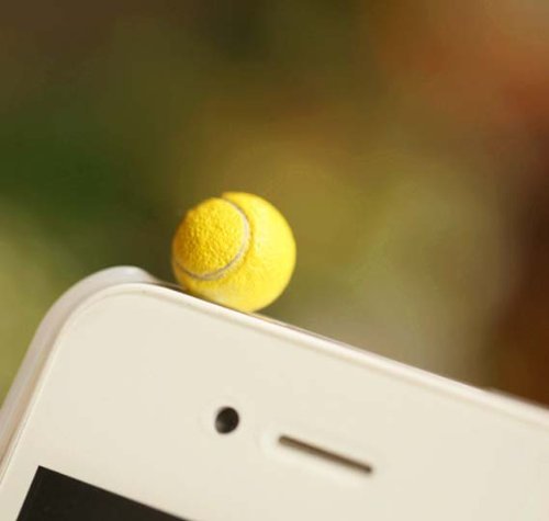 Cute Mini Yellow Tennis Ball Sport Ball Dust Plug 3.5mm Smart Cell Mobile Phone Plug Headphone Jack Earphone Cap Ear Cap Dustproof Plug Charm iPhone Plug Charm for iPhone 4 4S 5 5S HTC Samsung Ipad 2 3 4 Mini Ipod Blackberry Sony Nokia etc.