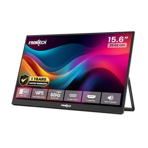 FRONTECH 15.6" Portable LED Monitor, Full HD IPS, Dual Type-C & M...