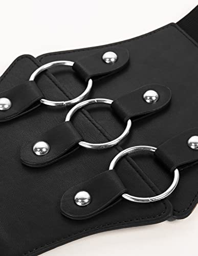 GRACE KARIN Women Corset Belt Elastic Gothic Wide Belt Vintage Faux Leather Belts for Halloween Steampunk Gothic3