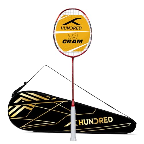Image of Hundred Nano Neo 7000 (4U) Unstrung Badminton Racket with Full Cover | 83 Grams | Maximum Tension ≤32 lbs (Dark Red)