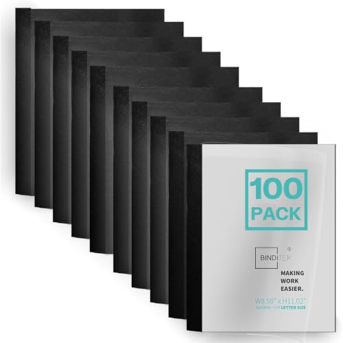 Binditek Thermal Binding Presentation Covers,1/16 Inch Spine,Black,100 Pack