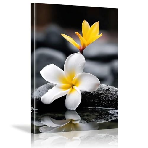 Toile frangipanier blanche art zen pour transformer un salon stressant en spa