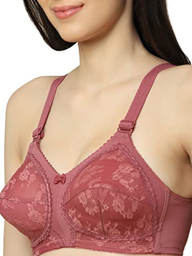 Image of Triumph International Doreen Bra For Women Non Wired Non Padded Wireless Bra Full Coverage Raschel Lace Lingerie Classic High Center Bridge Support Wide Straps Big Cup Bra for Larger Busts Pack Of 1