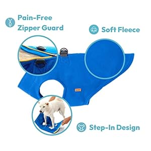 Gooby zip up fleece dog sweater  blue medium  warm pullover fleece step in dog jacket with dual d ring leash  winter small dog sweater  dog clothes for small dogs boy and medium dogs   cucciolini doodles