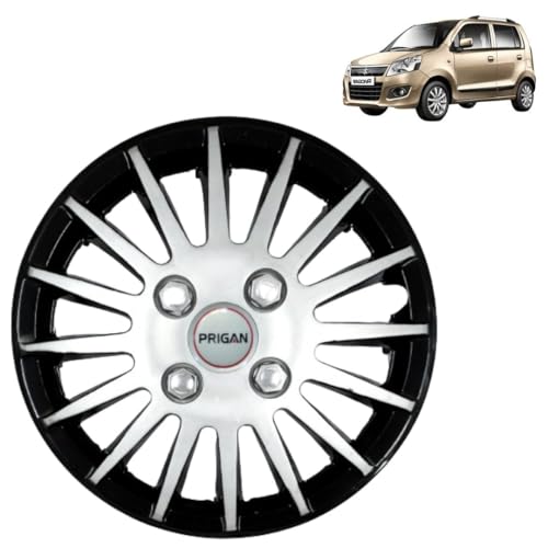Image of PRIGAN Wagon-R LXI Black Silver Wheel Cover 13 inch for -Wagon-R LXI (Set of 4 Pcs) (Press Fitting) Model- Camry Black Silver 13