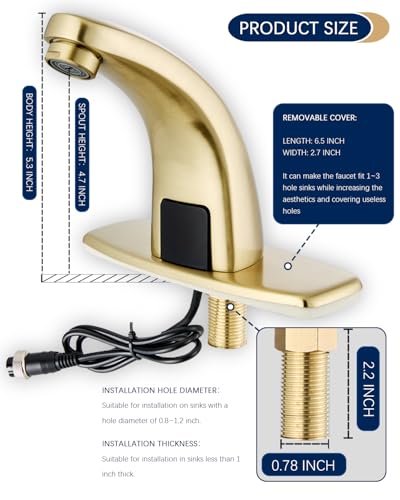 Grifo de baño automático con sensor de movimiento y diseño manos libres cepillado 7