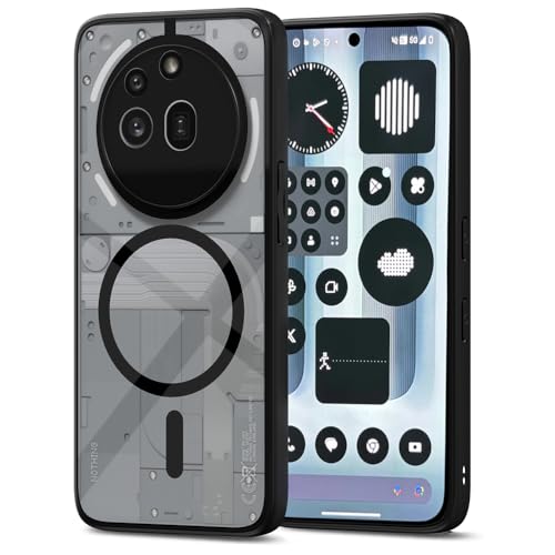 Image of Amazon Basics Back Cover for Nothing Phone 3a Pro 5G Compatible with MagSafe | Shockproof Design | Hard Transparent Back Case (Black)