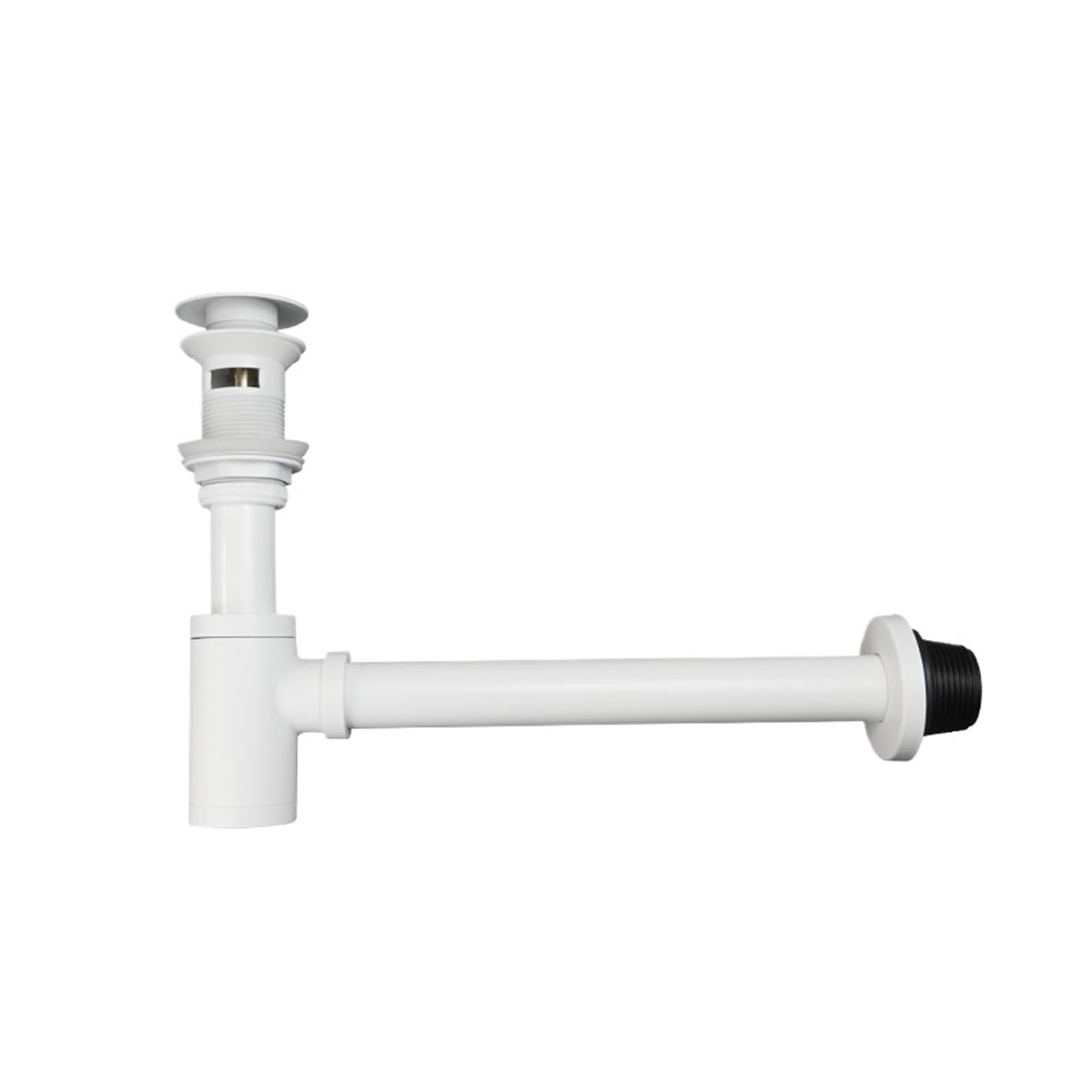P Type Trap Bathroom Brass Round Bottle Siphon Trap Lavatory Basin Waste Stopper Drain P-Trap Washbasin Sink Pop up for Home(White with Hole)