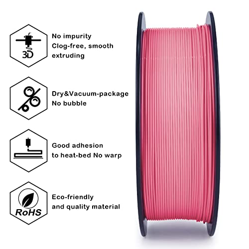 Image of ZIRO PLA Filament 1.75mm, Higher Strength &Toughness Material, 1KG Pink | Fit for Most FDM 3D Printer, 1.75mm 1KG Spool, Dimensional Accuracy + /-0.03mm, Colorful PLA FilamenT