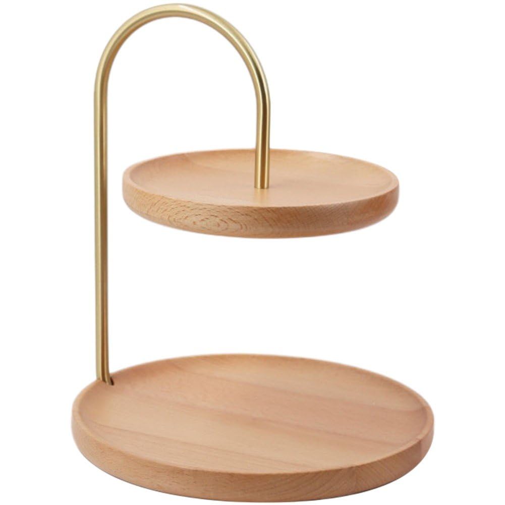 Présentoir à desserts en bois à 2 niveaux pour buffet de cuisine