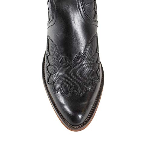 ARiderGirl Coleen-02 Pull On Stacked Heel Pointed Toe Western Ankle Boots2