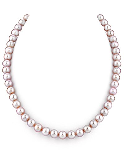 The Pearl Source 14K Gold 7-8mm AAA Quality Pink Freshwater Cultured Pearl Necklace for Women in 18