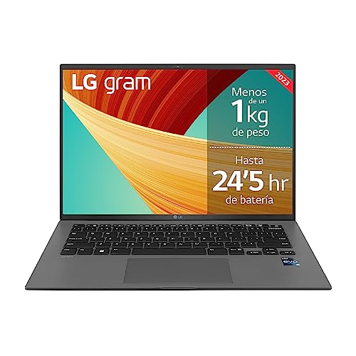 LG gram 14ZB90R-G.AA75B - Ordenador Portátil, 14 Pulgadas IPS, Intel Core EVO i7 13ª Gen, Windows 11 Home, 16 GB RAM, 512GB SSD, 1 Kg, 24.5 h de Autonomía, Color Negro