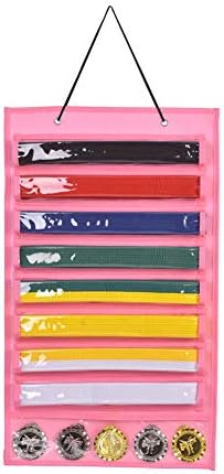 LYFFXYH Martial Arts Belts Organizer Storage - Hanging Medal Display Rack Holder for 8 Belts, Martial Art/Karate Belt Display, Dust-Proof