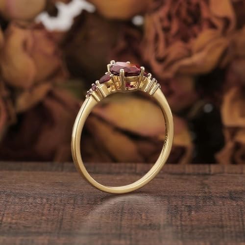 1 Carat Pear Gemstone Vintage Engagement Ring for Women 925 Sterling Silver/10K/14K/18K Solid Gold Yellow Gold Garnet Wedding Promise Anniversary Rings for Her Wife Bridal4