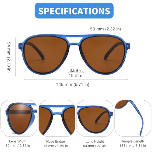 Image of Freckles Mark Classic Aviator Polarized Sunglasses for Men Women Double Bridge Retro 70s 80s Glasses Coloful Shades