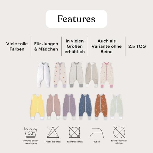 Ehrenkind Babyschlafsack Füße 25 TOG Bio-Baumwolle Rose Gr 80 – Bild 8