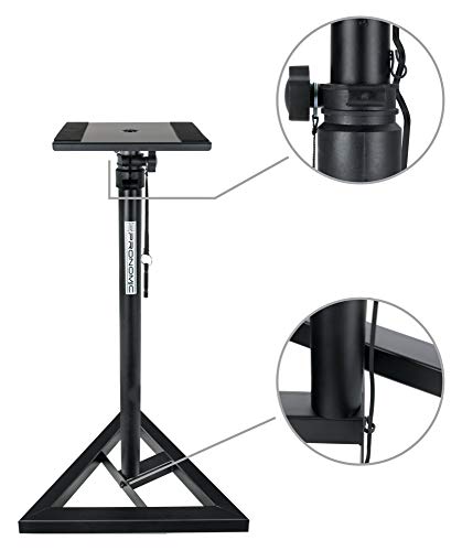 Pronomic SLS-10 Stativ für Studio Monitor Ständer (Höhenverstellbar 80 cm bis 130 cm, Dreiecksbasis, Gummifüße, Dornenfüße/Spikes, Stahl, Trägerplatte mit Gummistreifen) Schwarz pulverbeschichtet