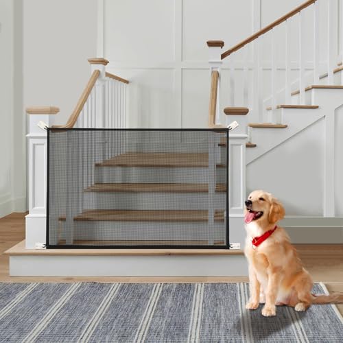 Puerta de perro para escaleras que evita caídas, barrera Cupount de malla para mascotas 2